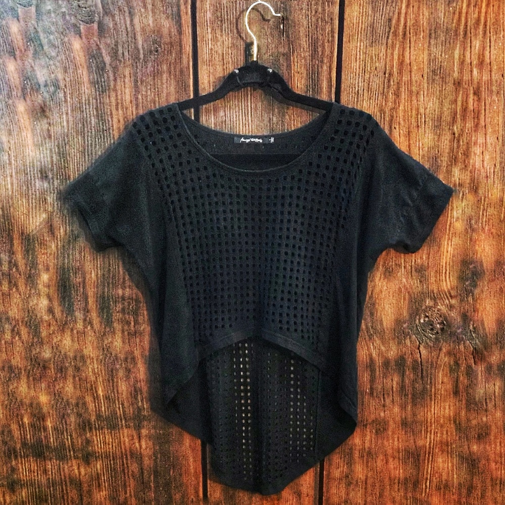 Foreign exchange mesh style shirt w/ crop